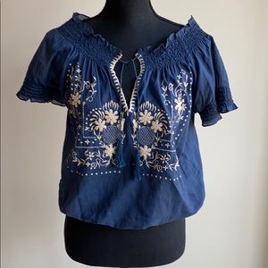 Joie boho-chic top w/ embroidery detail.